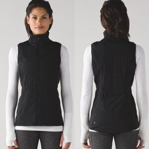 Lululemon Run For The Cold Vest Black Women’s Size 10 Water Repellant Pockets